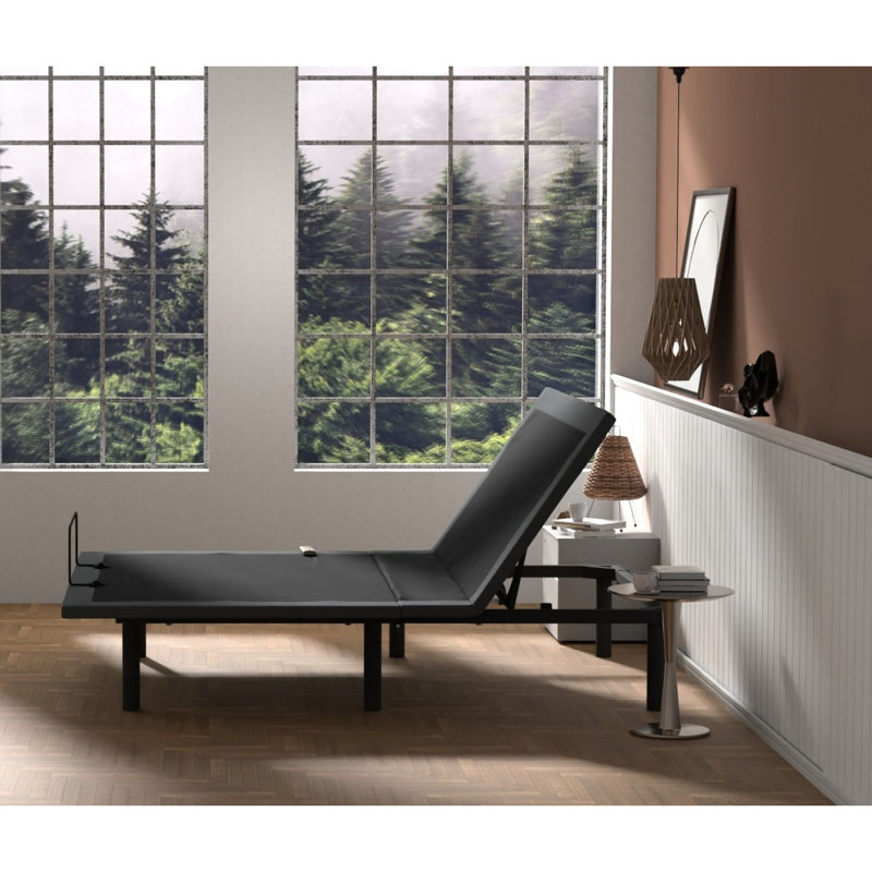 Base de lit réglable Os4 pour grand lit - Position de la tête et des pieds, télécommande sans fil, structure solide, pliage central, image d'assemblage facile, caractère grand gris noir, endroit ferme, gris