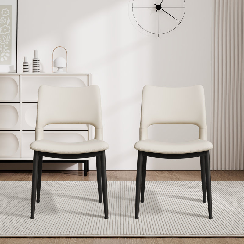 Ensemble de 2 chaises de salle à manger en cuir Pu, Blanc