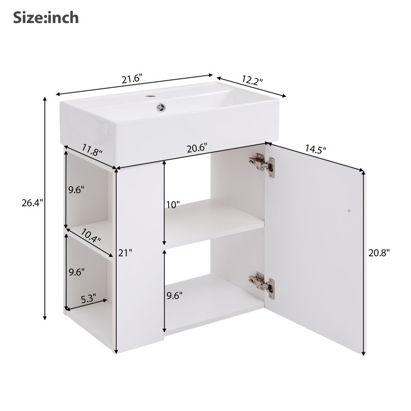 Meuble-lavabo simple l 21,6 po x P 12,19 po x H 26,38 po