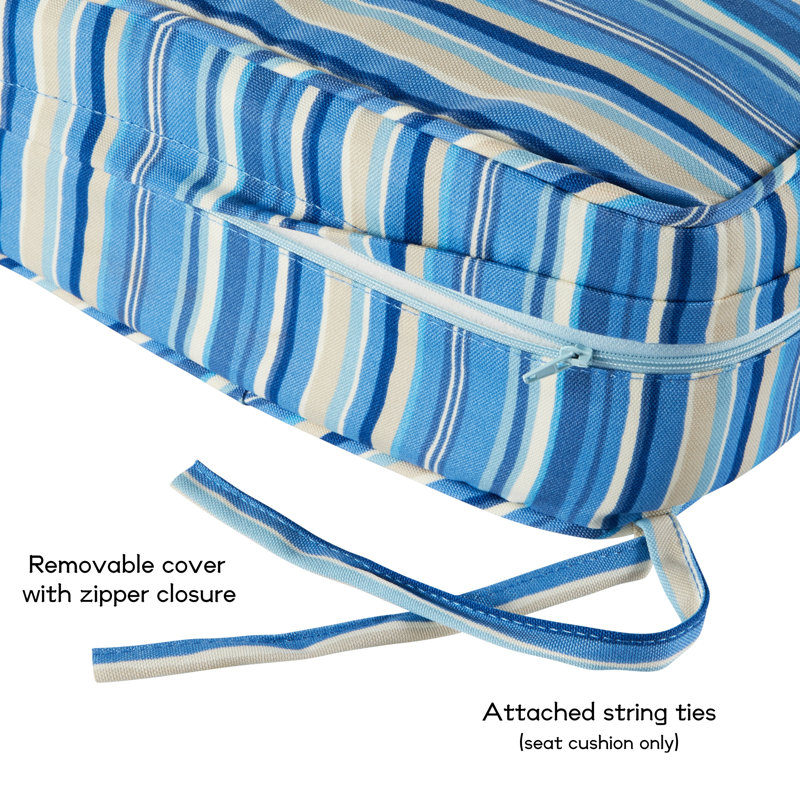 Outdoor 2-Piece Deep Seat Cushion Set, Sapphire Stripe