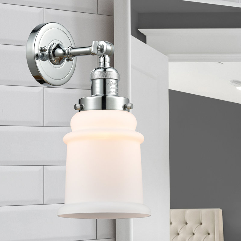 Galaviz Dimmable Bath Sconce, 6 Watt Vinage LED Bulb, Polished Chrome, Matte White Cased