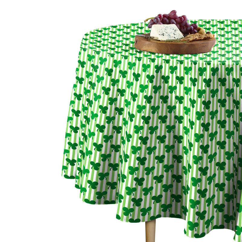 Grosseto Shamrocks in Stripes Round Tablecloth, 90" x 90"
