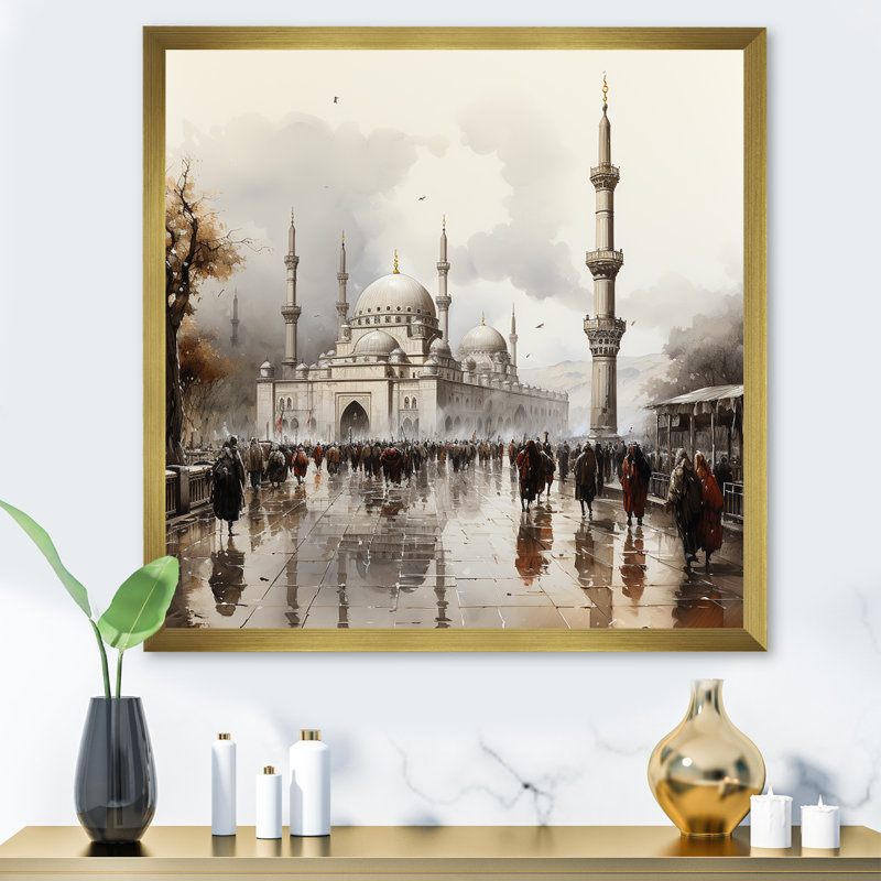 «Mosquée du propane», art mural, Encadrement doré, H 30 po x l 30 po x P 1,5 po