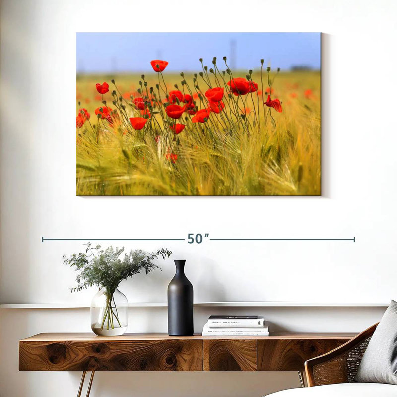Harnek Red Poppy Meadow, 26" H x 39" W