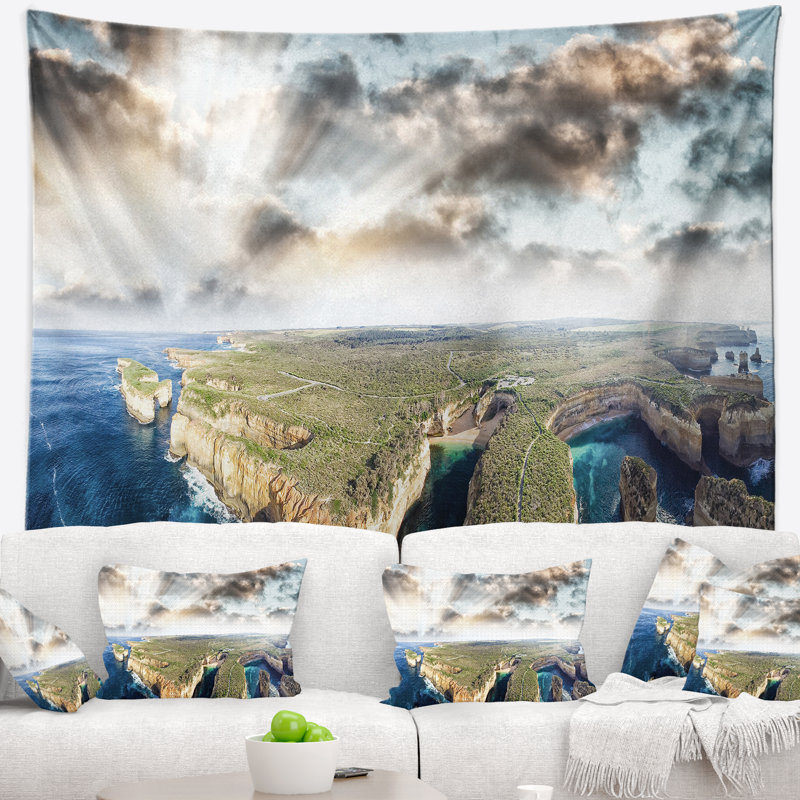 Tapisserie coucher de soleil paysage des douze apôtres de Schafer, H 32 po x l 39 po