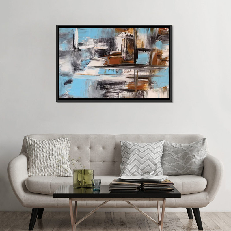 « on the lake », reproduction sur toile, H 40 po x l 60 po x P 1,5 po, Toile avec cadre noir, Pas de tapis