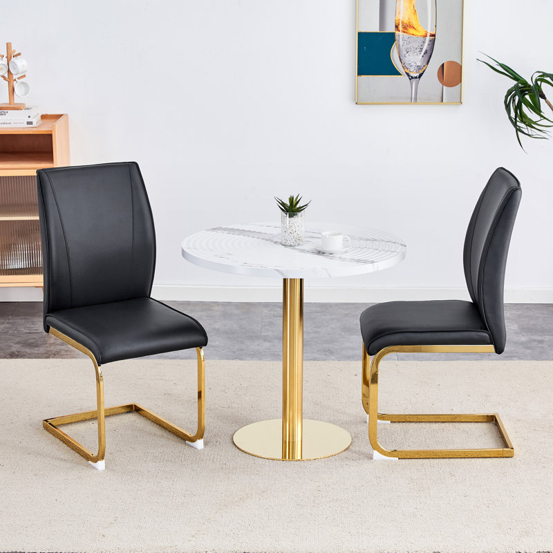 Round Pedestal Dining Set, Black, 3