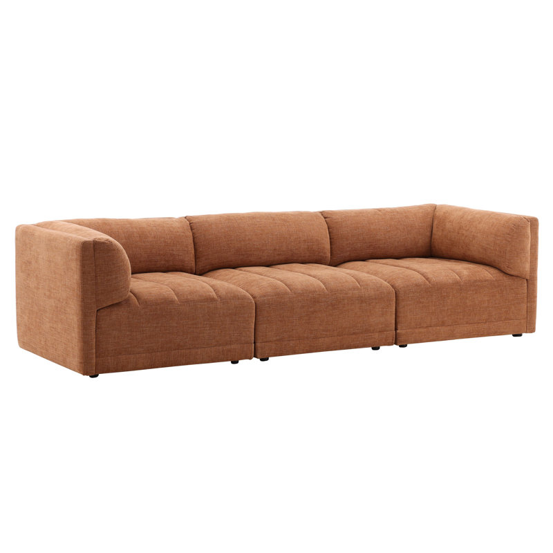 Magda 113" Wide Upholstered Sofa, Terracotta, Orange