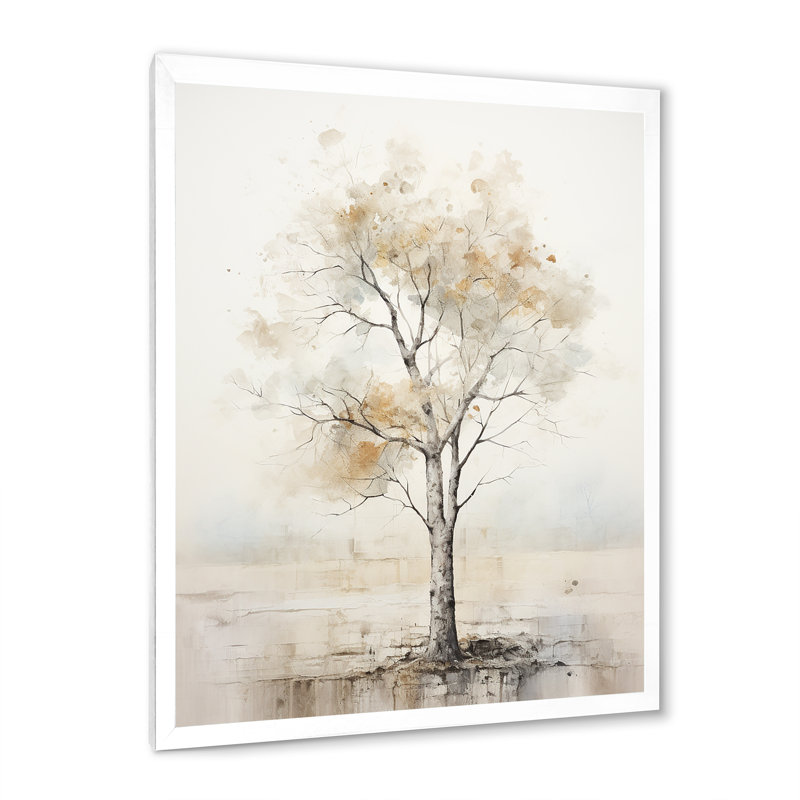 «Beige minimalisme», art mural africain, H 40 po x l 30 po x P 1,5 po, Cadre simple blanc
