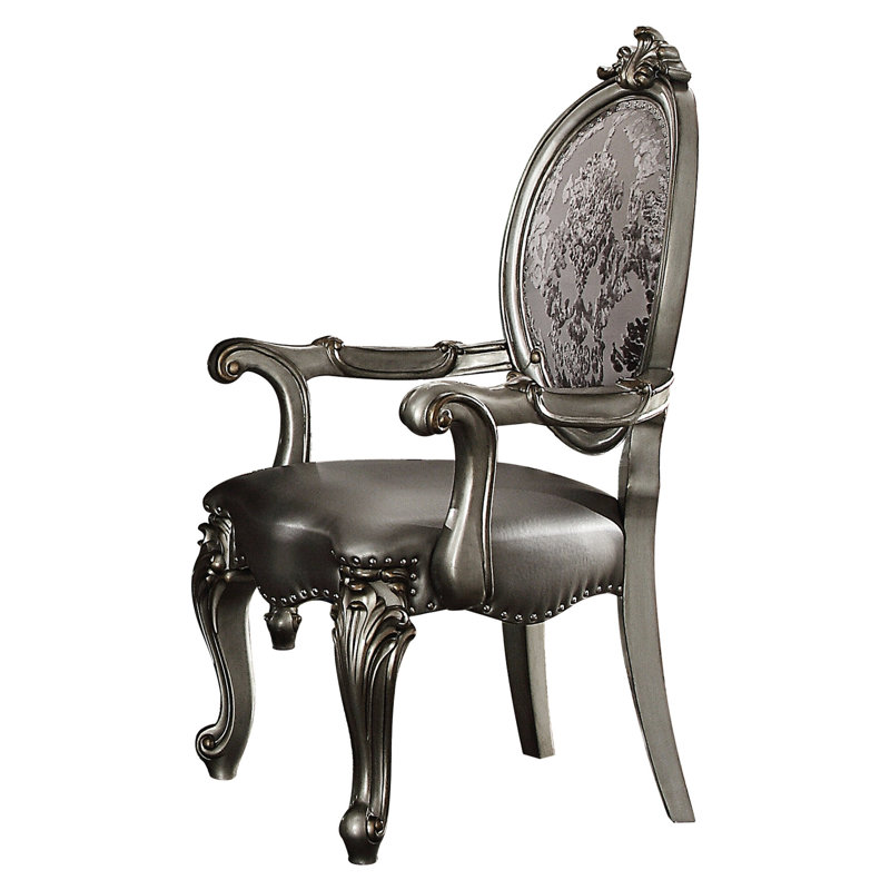 Of Two Silver & Antique Platinum Arm Seats - Generous Cushions, Stylish Line 2 Chairs In Comfy Upholstery,