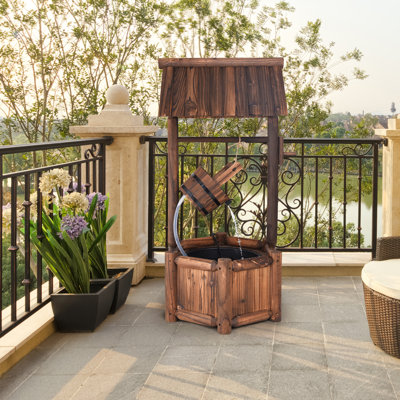 Steib Outdoor Wood Waterfall Fountain