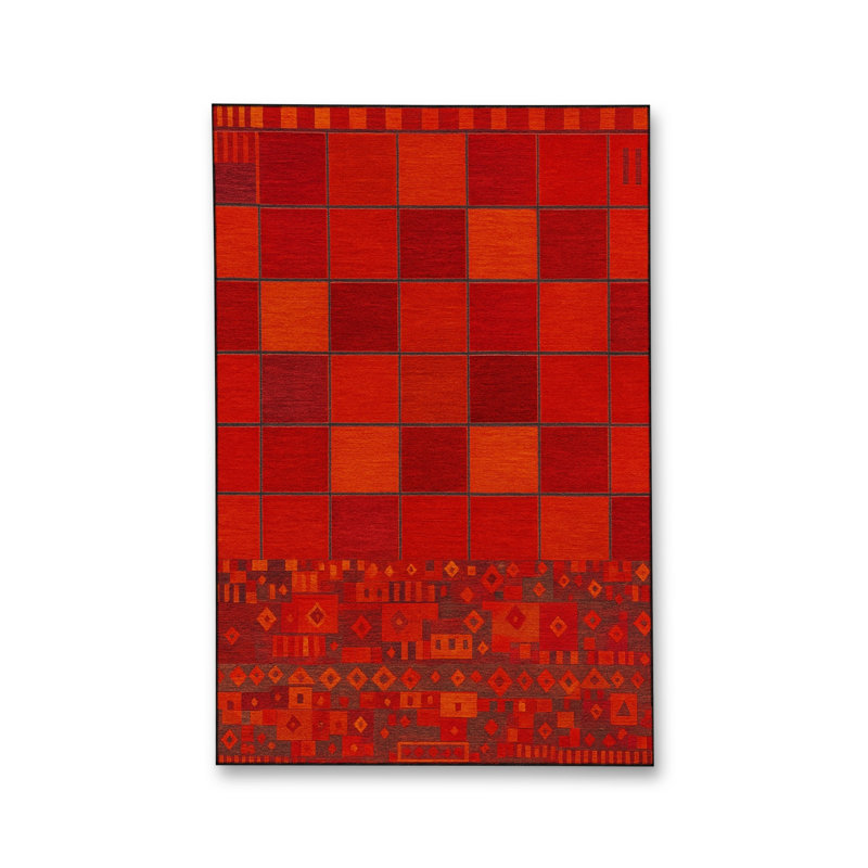 Tapis bleu tissé lavable rétro Mosso, 3'3" x 6'7"