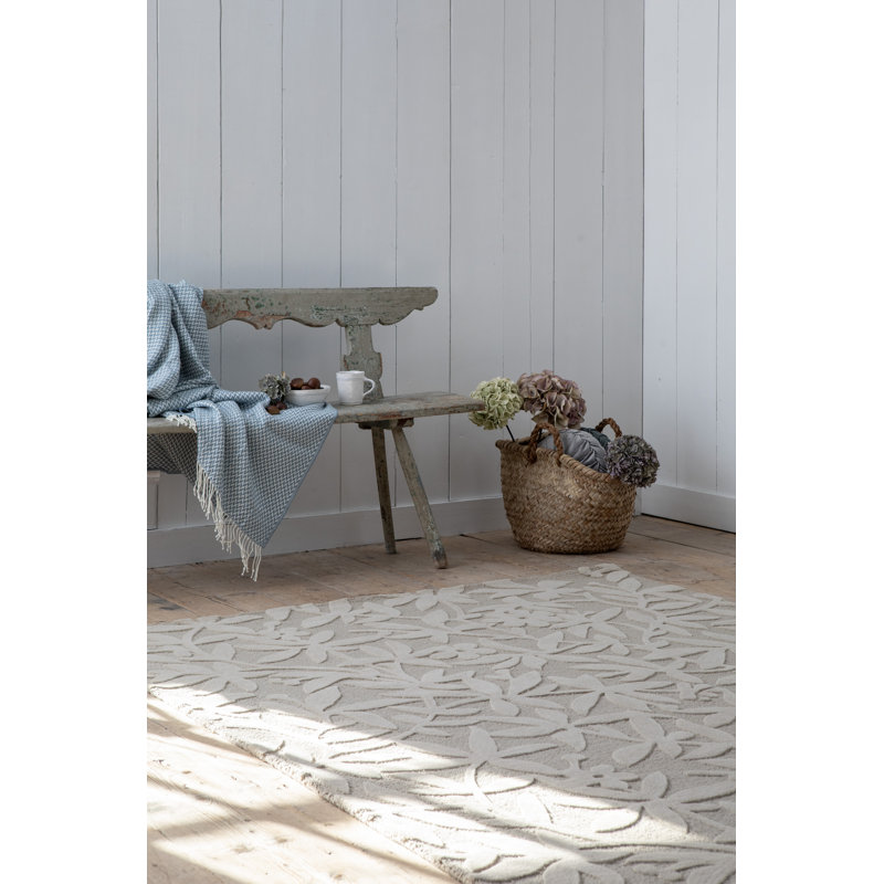 Gray Handmade Wool Floral Tufted Rectangular Area Rug