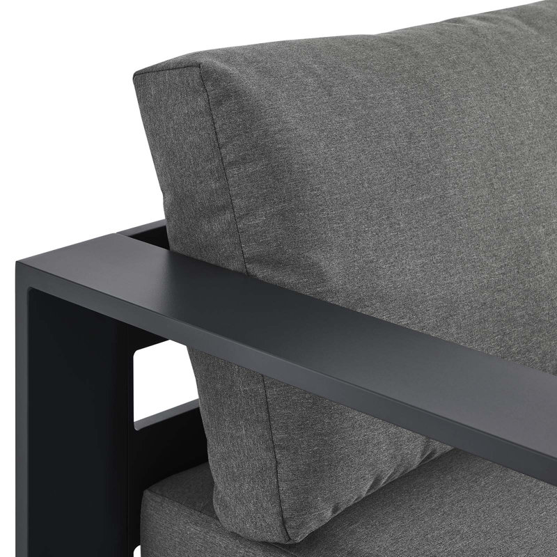 Gray Charcoal Aluminum Outdoor Chaise Lounge with Cushions