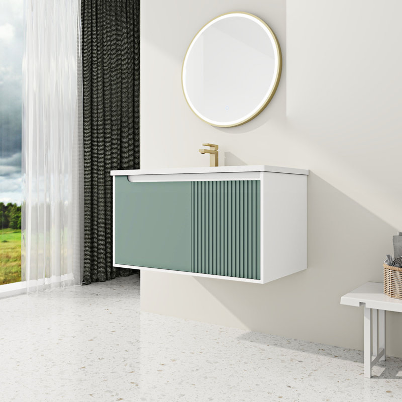 Meuble-lavabo simple 35,60 po avec plateau en céramique Lakaysha