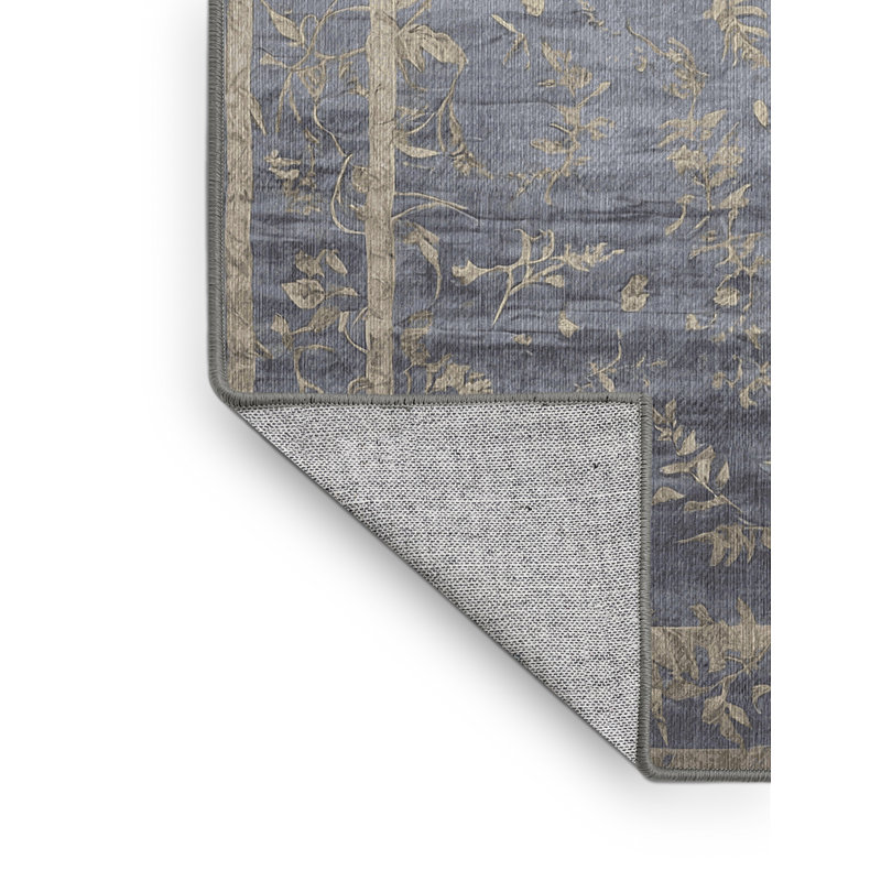 Machine Washable Gray Area Rug, Round 3'