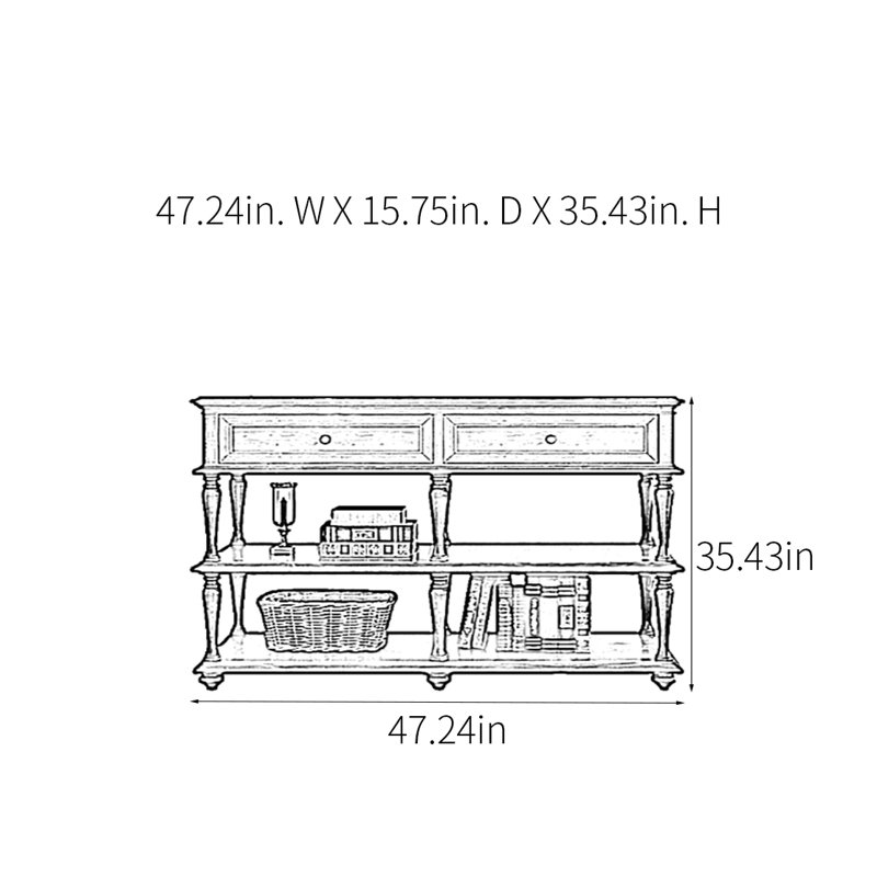 Console Retro Retro, Brun, H 35,43 po x l 47,24 po x P 15,75 po