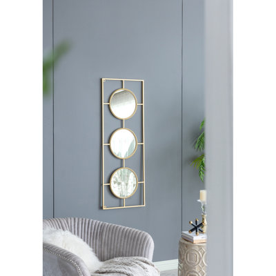 Miroir mural 43 po x 16 po rectangulaire doré 3 pièces