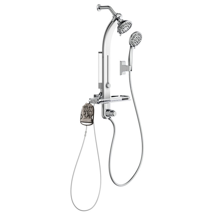 Nirvana 4.5-in Multi-function Showerhead Shower System with Soap Dispenser Multi-function Handshower and Mirror Chrome