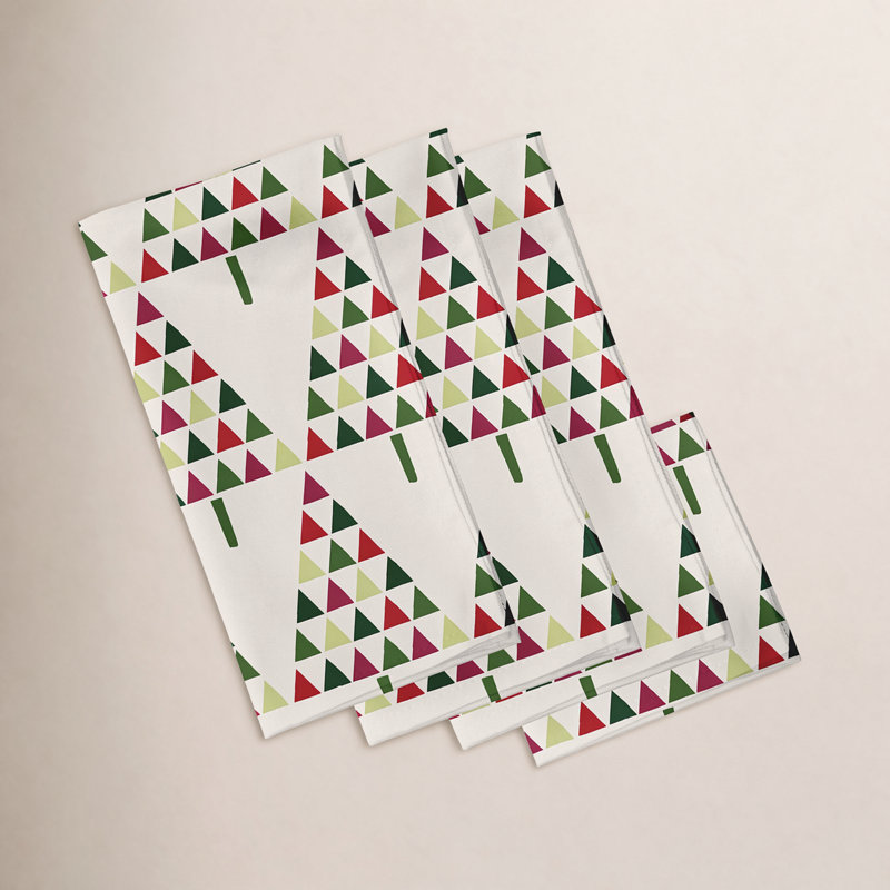 Ensemble de serviettes 4 pièces à motif triangulaire arbre Christmass, Vert