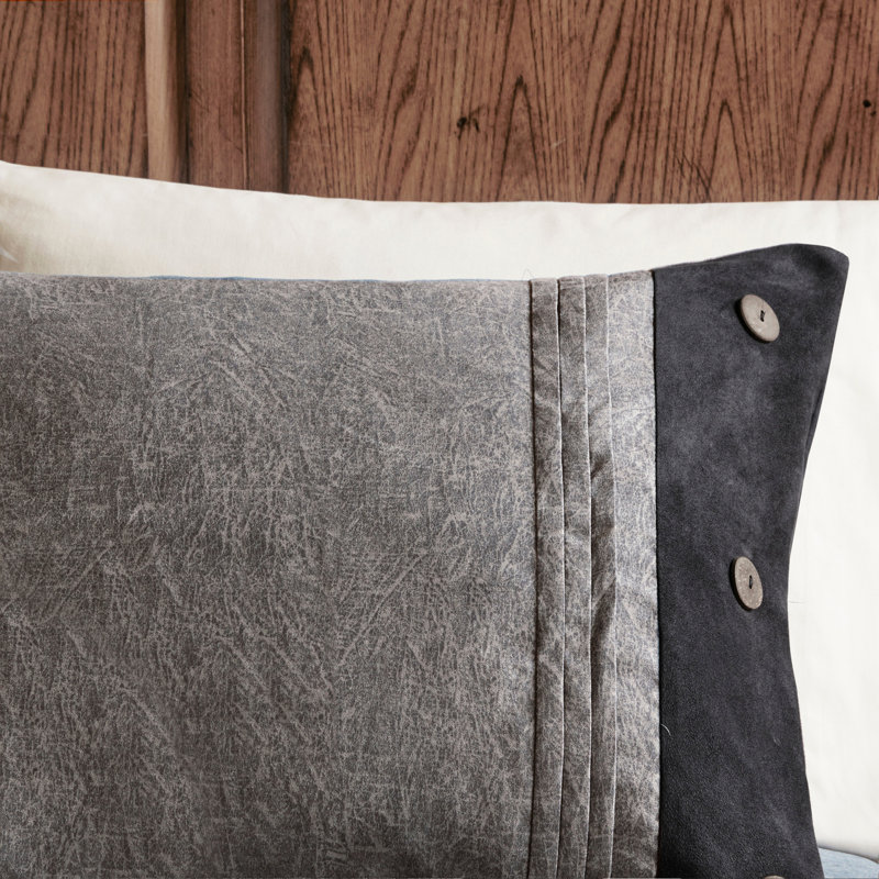 7 Piece Faux Suede Comforter Set Grey Cal King