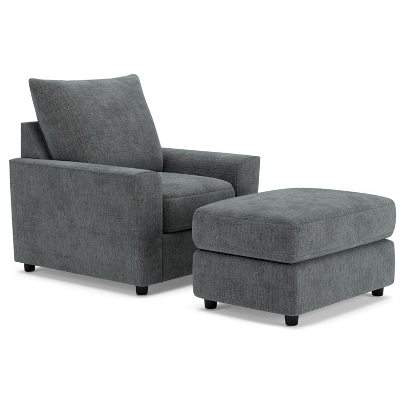 Fauteuil et repose-pieds Kerma, Polyester gris