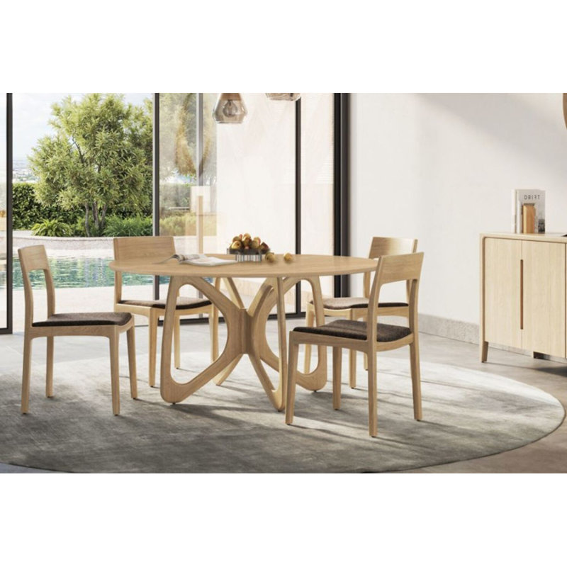 Table de salle à manger Butterfly, H 30 po x L 60 po x l 60 po, Chêne naturel