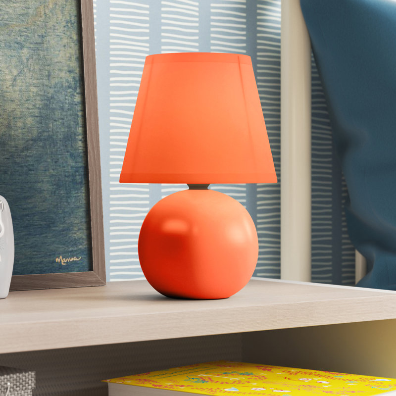 Mini lampe de table en forme de globe en céramique Amishi, Orange, Non