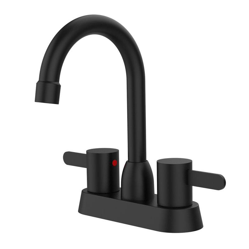 Robinet de lavabo de salle de bain à 2 poignées, robinets de salle de bain centre noir mat pour 2/3 trous, Noir mat