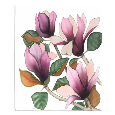 Couverture de sherpa magnolias doux 4 mauves