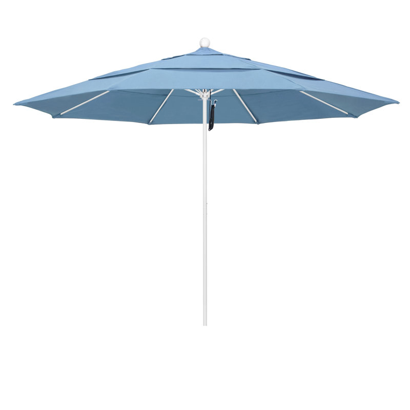 Parasol de marché 11 pi Silva, Pierre noire, Toile toile Sunbrella® bleu ciel