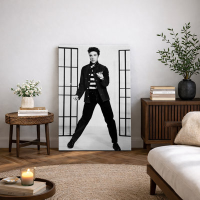«Elvis Presley», œuvre d'art emblématique en noir et blanc, photos de Rock and Roll classique, impression sur toile encadrée