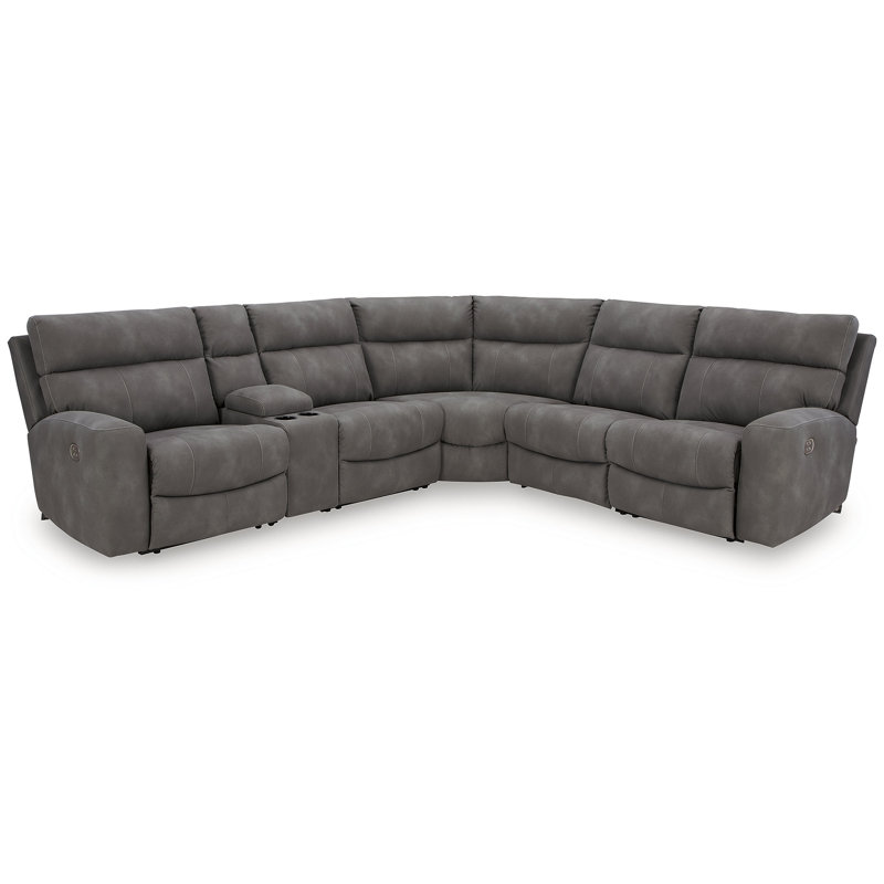 Matsuda 6-Piece Power Reclining Sectional, Similicuir gris