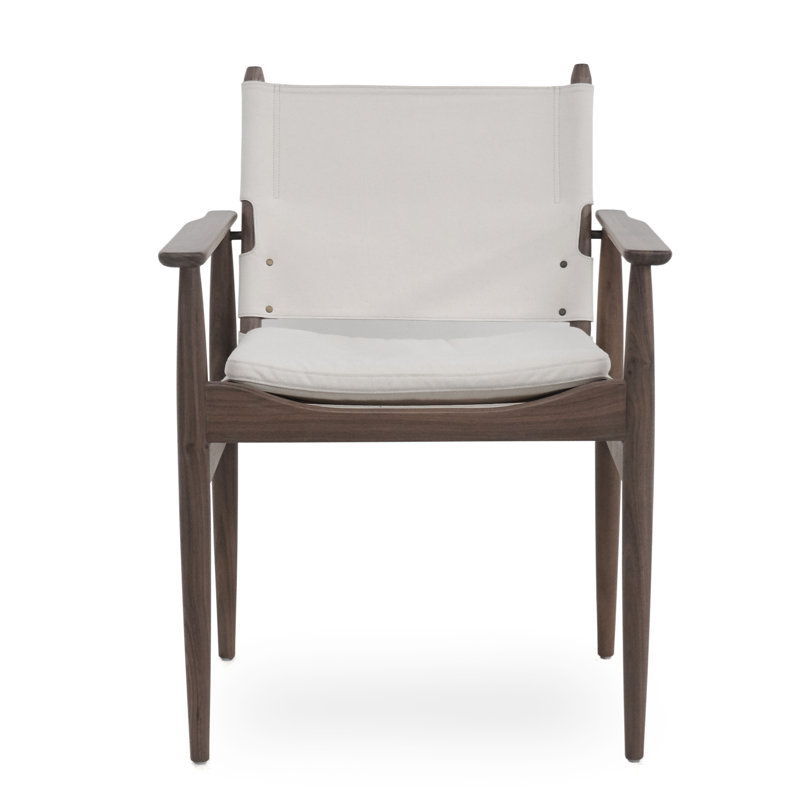 Journey Upholstered Arm Chair, Canvas Natural, Natural Walnut