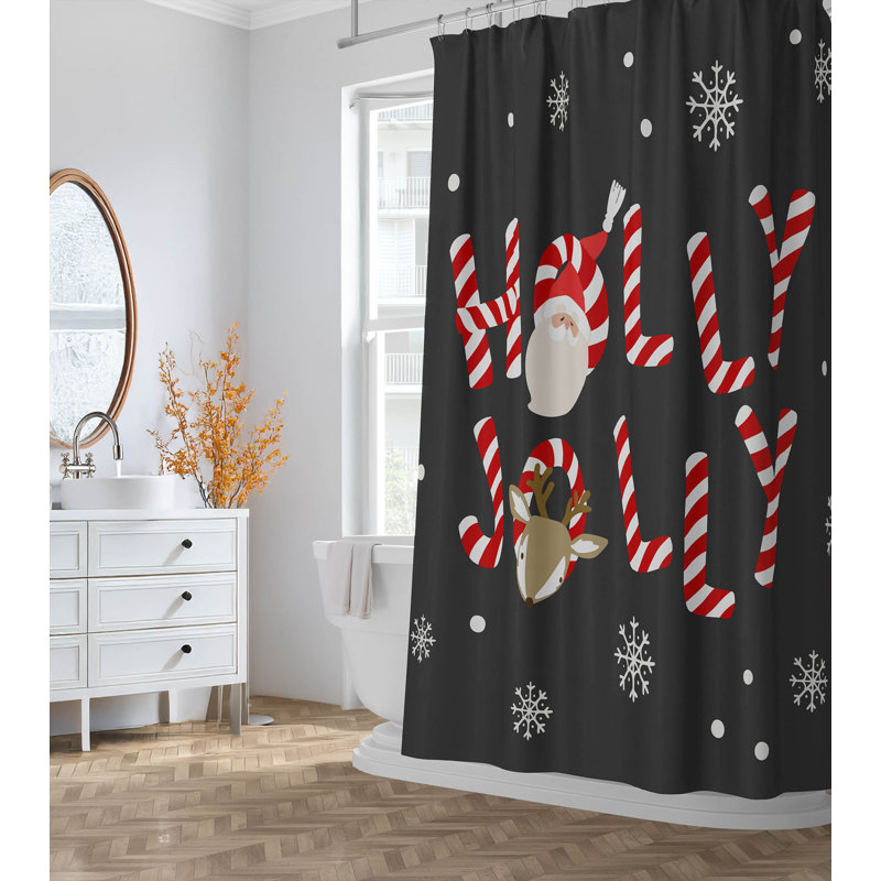 Rideau de douche Holly Jolly, Gris anthracite