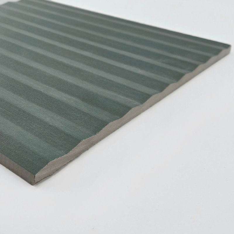 Canela 24" x 48" 3D Fluted Porcelain Wall Tile – Ribbed Textured Large Format, Green