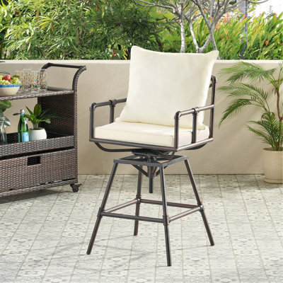 Tabouret de bar d'extérieur pivotant à hauteur réglable avec coussins