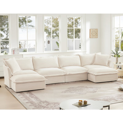 U Shape Sectional Couch, 4 Seater, Chenille Fabric, Deep Seat Comfy For Living Room, Elegant Design Seater , Couch Easy To Assemble