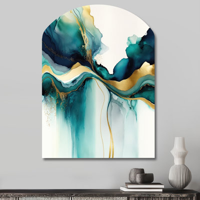 Bardot - Abstract Liquid Ink Arch Shape Asymmetric Metal Wall Sculpture