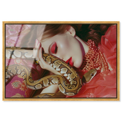Oliver Gal Cleo and the Snake Fashion - Framed Acrylic Glass Wall Art