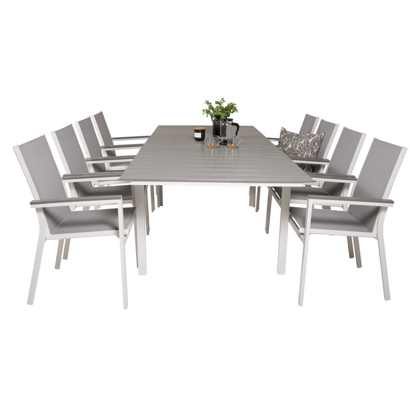 Faiyaz 8 - Person Patio Dining Set Extendable Rectangular Table
