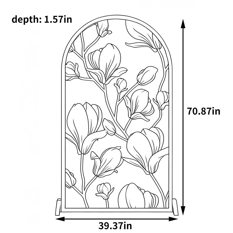 Séparateur en bois à texture florale, H 70,87 po x l 39,37 po x P 1,57 po