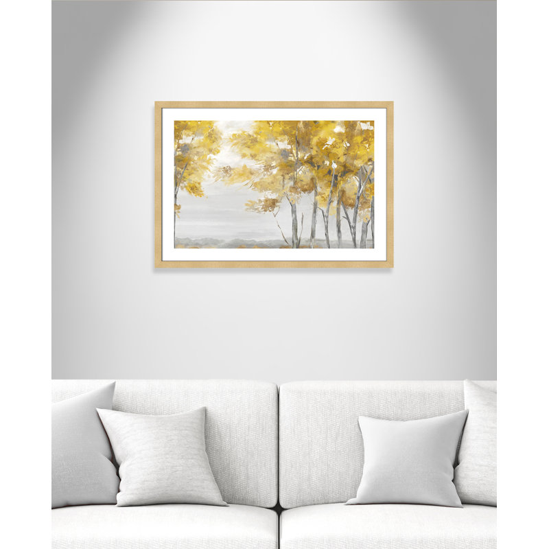 Jaune altruiste - Art encadré autoportant, Champagne encadré, H 26 po x l 36 po x P 2 po