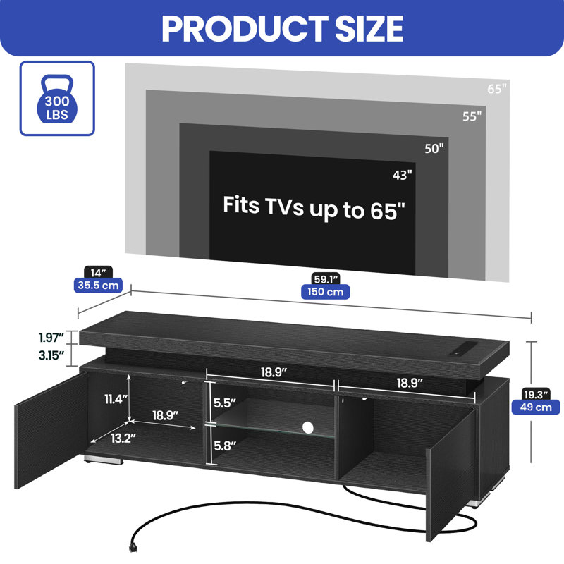 Sorella 59.10'' Media Center, Black