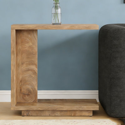 C-Shaped Wood Side Table Nightstand Bedside Table