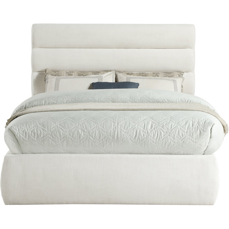 Lit en tissu Adam, Full, Cream Linen Textured Fabric