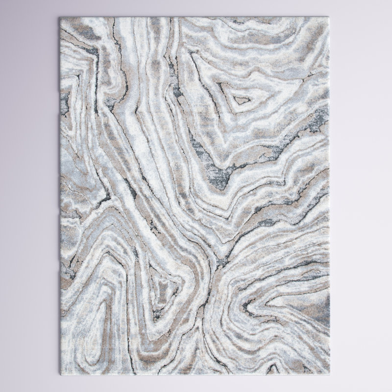 Kash Abstract Beige/Gray Area Rug, Rectangle 10' x 14'