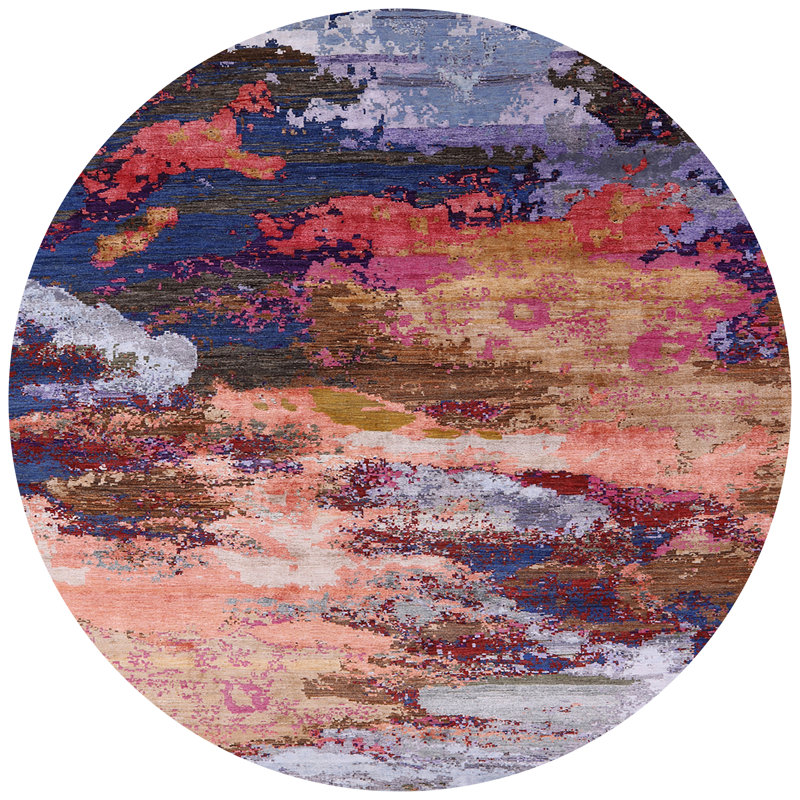 Tapis abstrait multicolore Brusly, Rond 3 pi