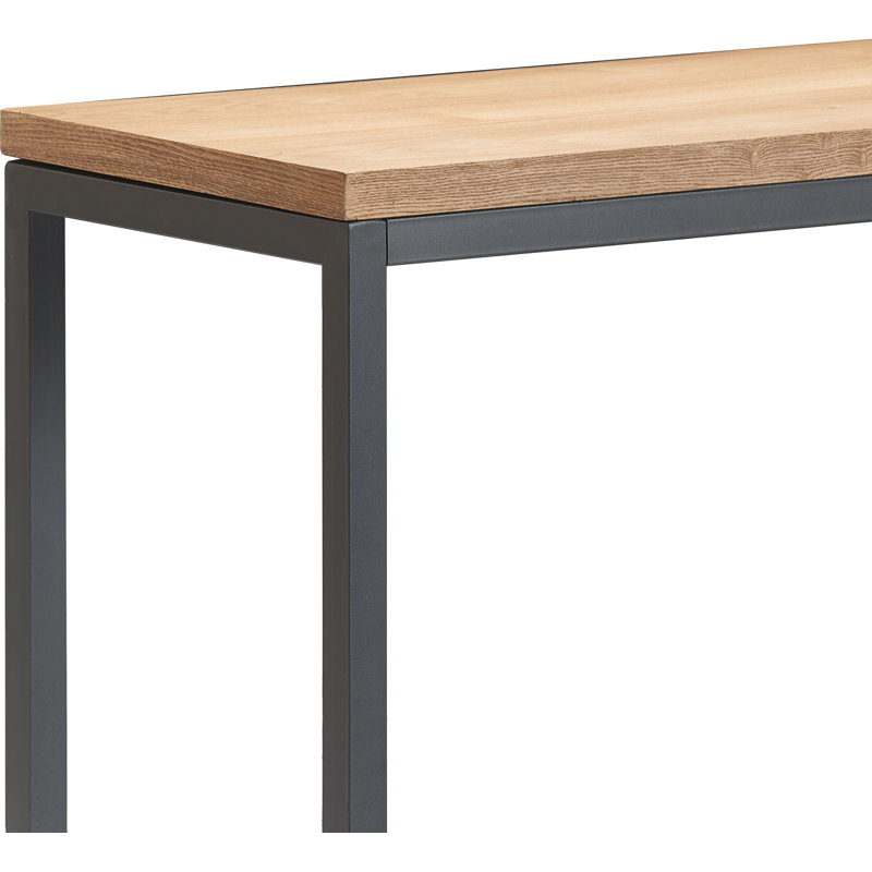 Light Oak and Black Metal Console Table with Storage