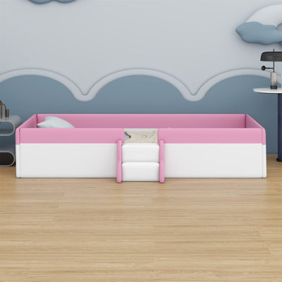 Upholstered Daybed Frame With Fence And Stairs